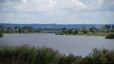 Nogat, widok na most w Bielniku Drugim/Kępkach