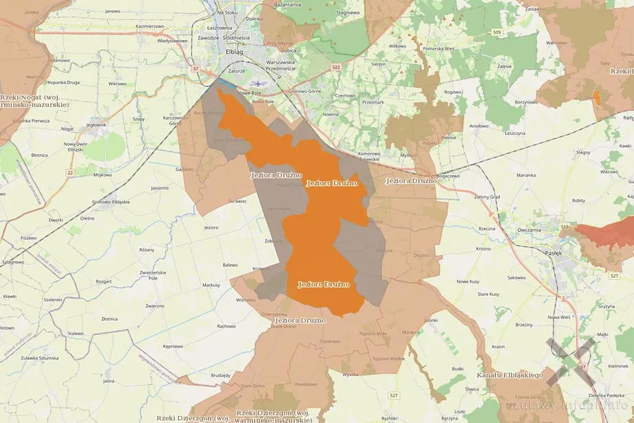 Obszar Chroniony, Natura 2000 i rezerwat Jezioro Drużno (źródło: geoserwis.gdos.gov.pl)