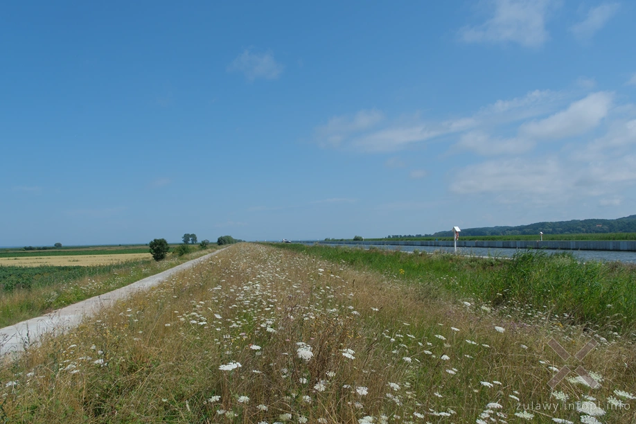 Rzeka Elbląg, wał i droga pod wałem Rzeka Elbląg, wał i droga pod wałem